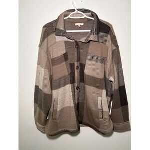 Maurices Plaid Patchwork Shacket Shirt‎ Jacket Button Up Oversized Womens 1X